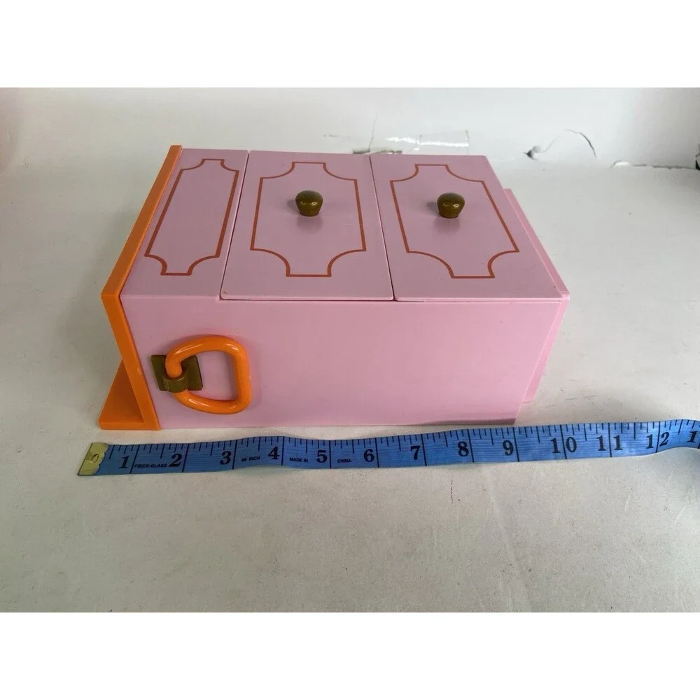 American Girl Julie's Groovy Bathroom Pink Doll Vanity with Sink and 2 Drawers